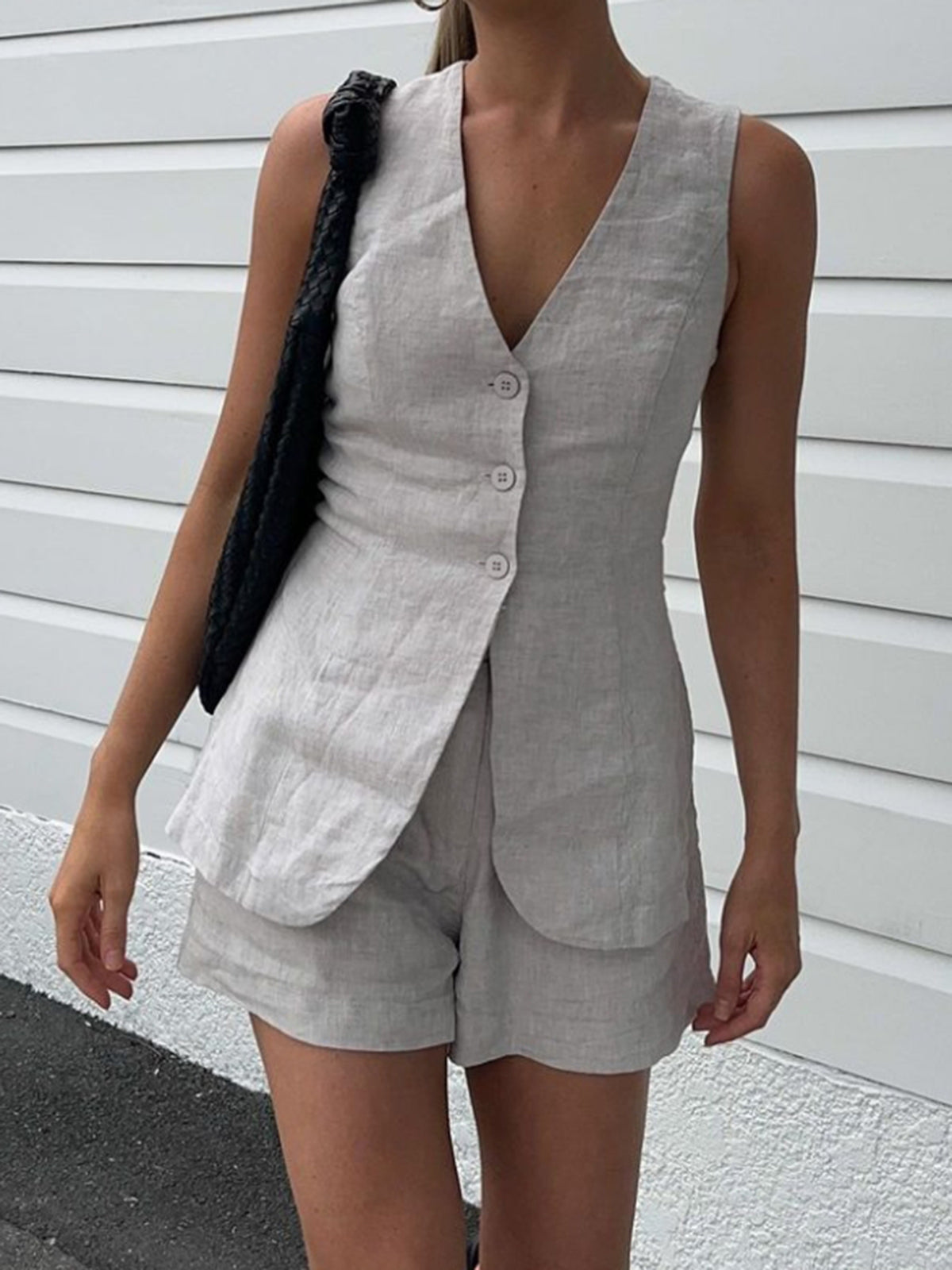 Bağcıklı Günlük Şort Takımı