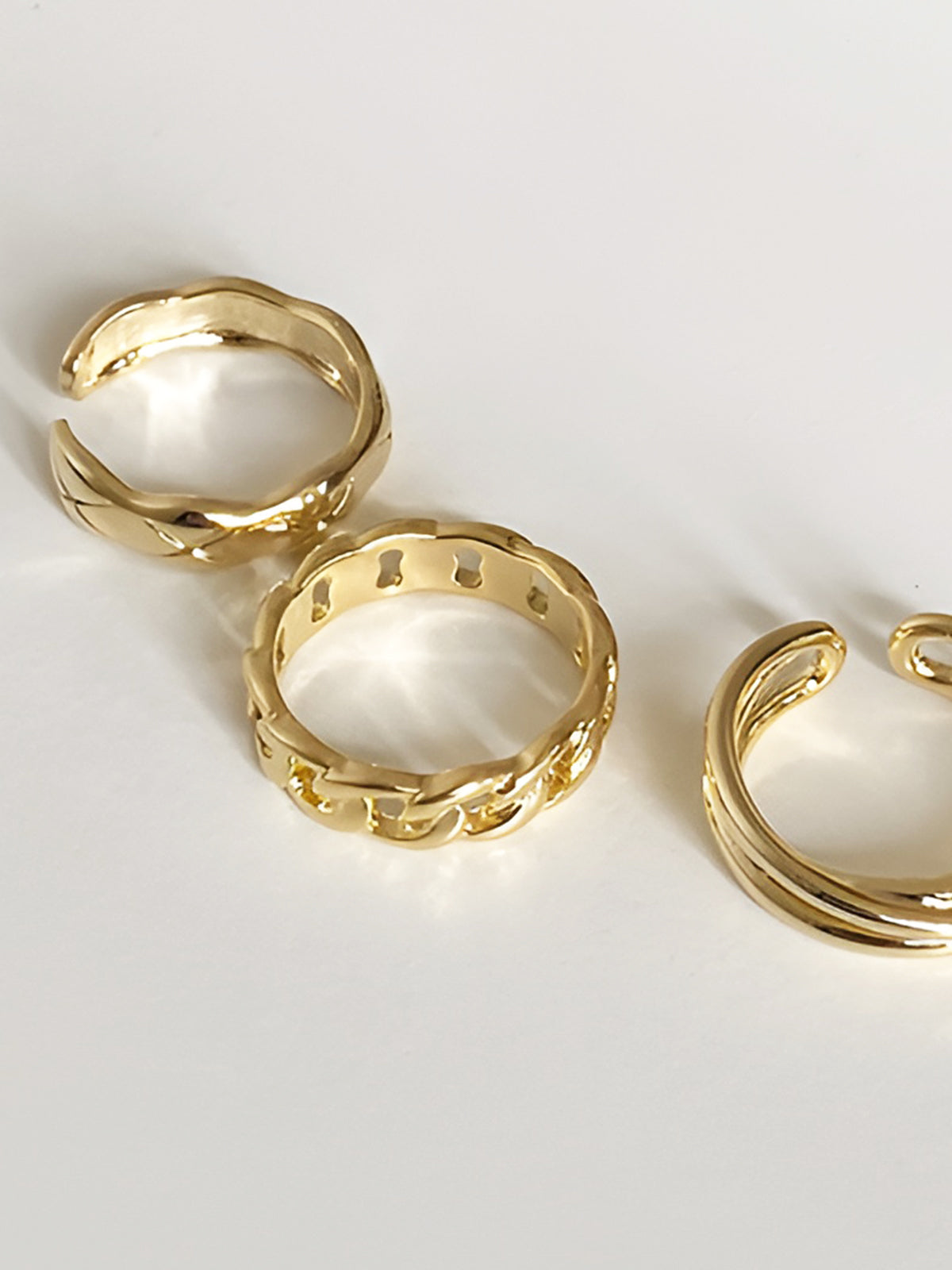 3 Adet Altın Tünel Bükülmüş Halka Yüzük