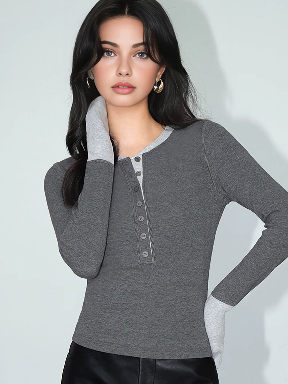 2'si 1 Arada Renk Bloklu Jersey Üst