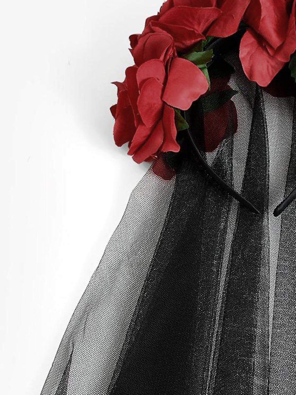 Cadılar Bayramı Gül Çiçek Siyah Fileli Kafa Bandı