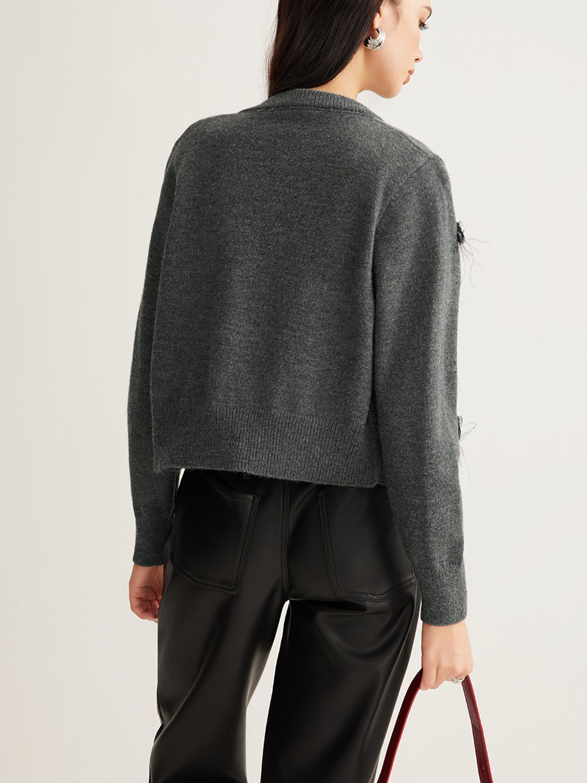 Leisure Düğmeli Payetli Hırka