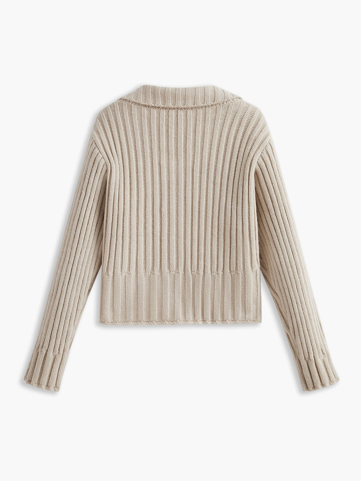 Kontrast Düğmeli Yivli Hırka