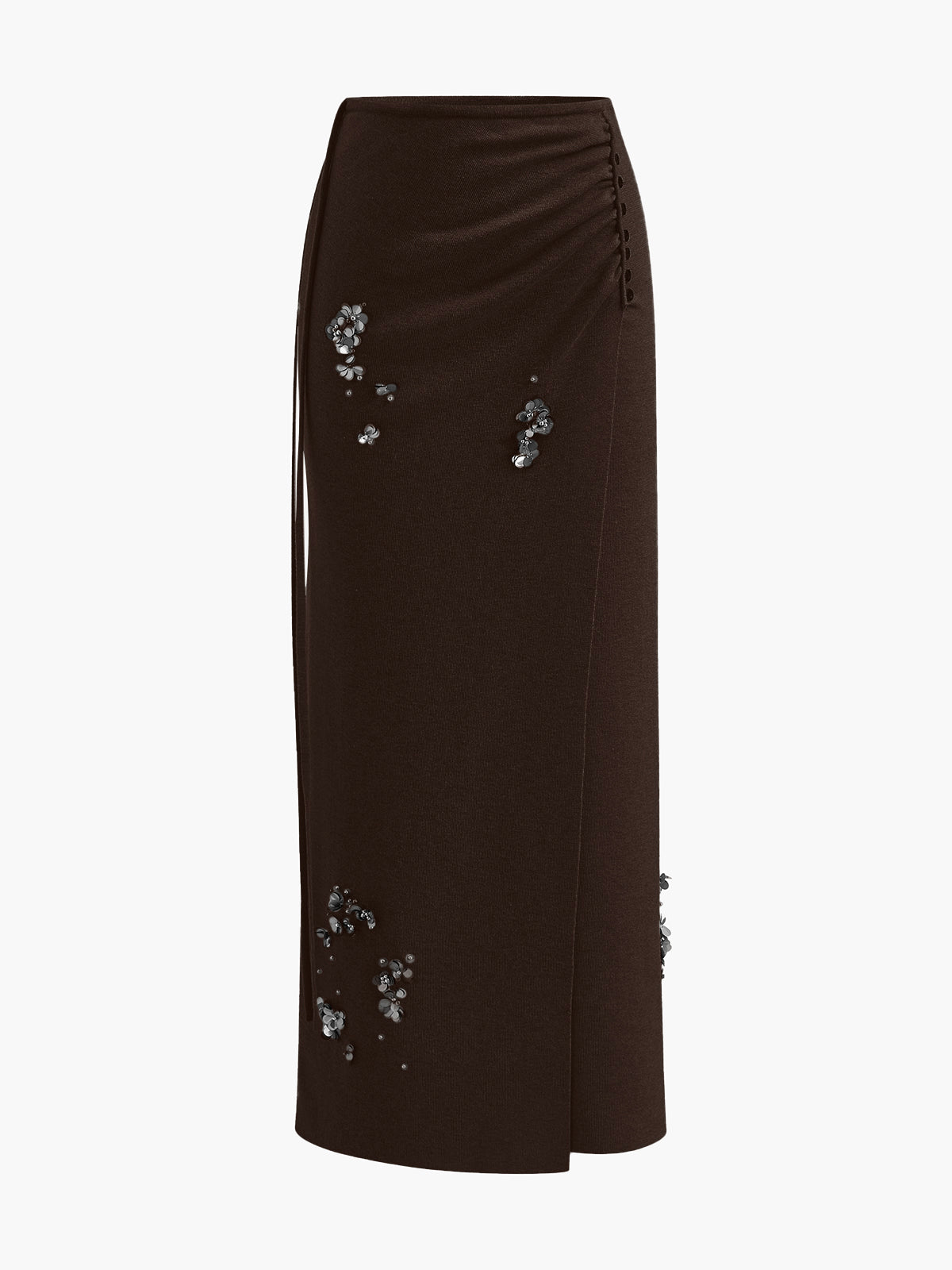 Yün Karışımlı Pileli Payetli Kazak Etek