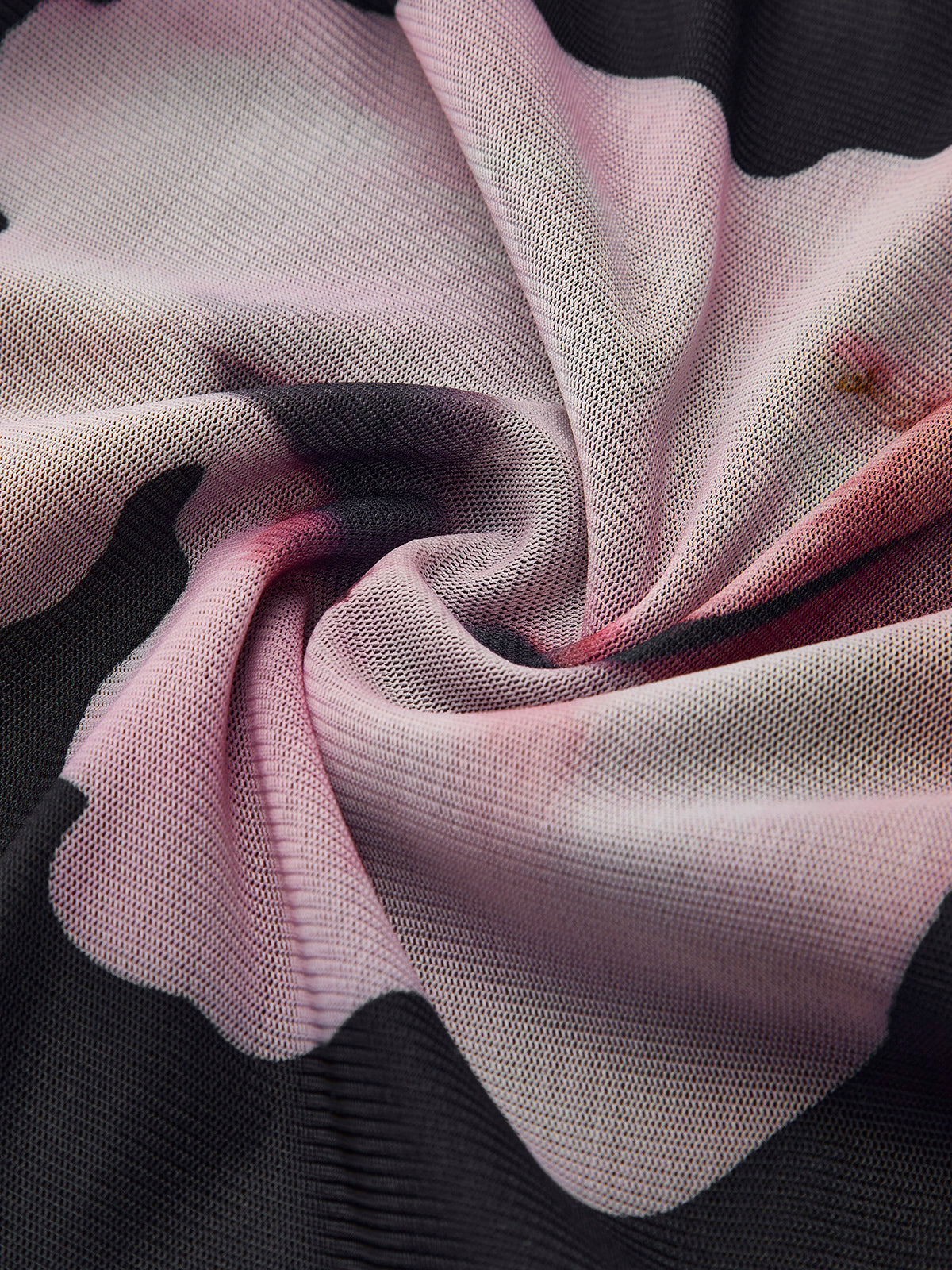 Asimetrik Yakalı Çiçekli File Elbise