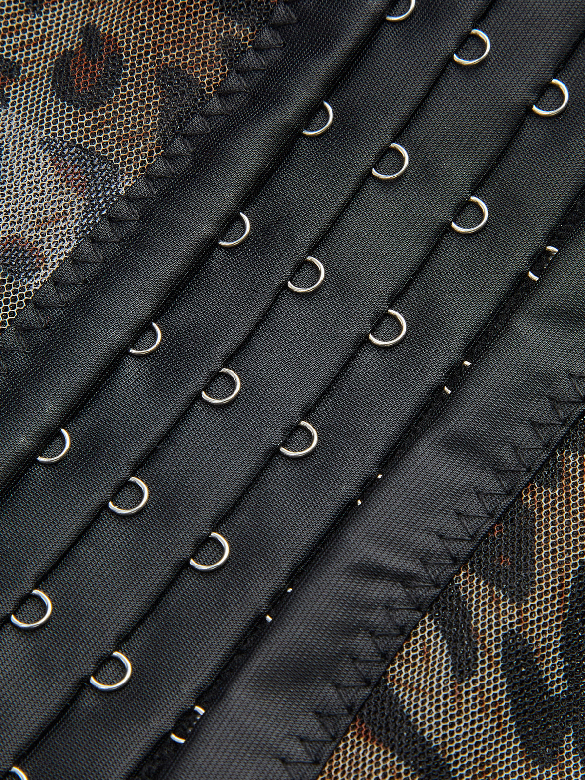 Yarı Şeffaf Leopar Desenli Spagetti Askılı Korse