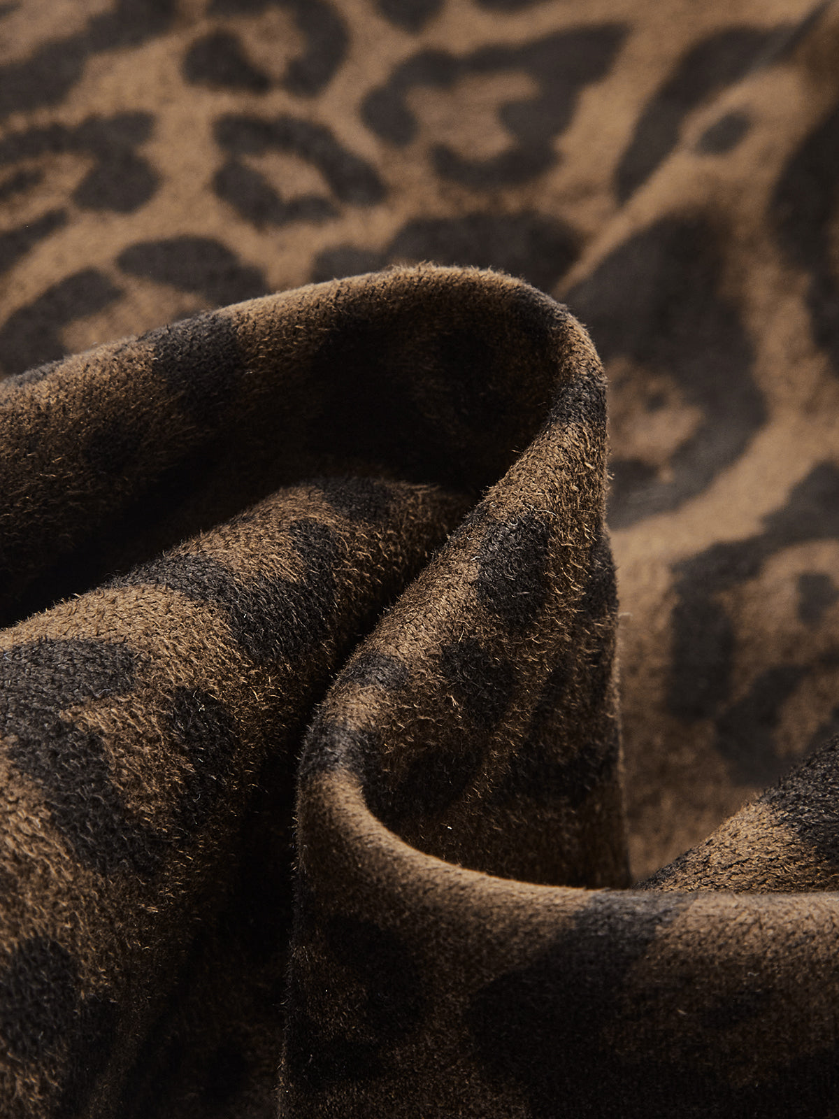 Leopar Desenli Süet Etek