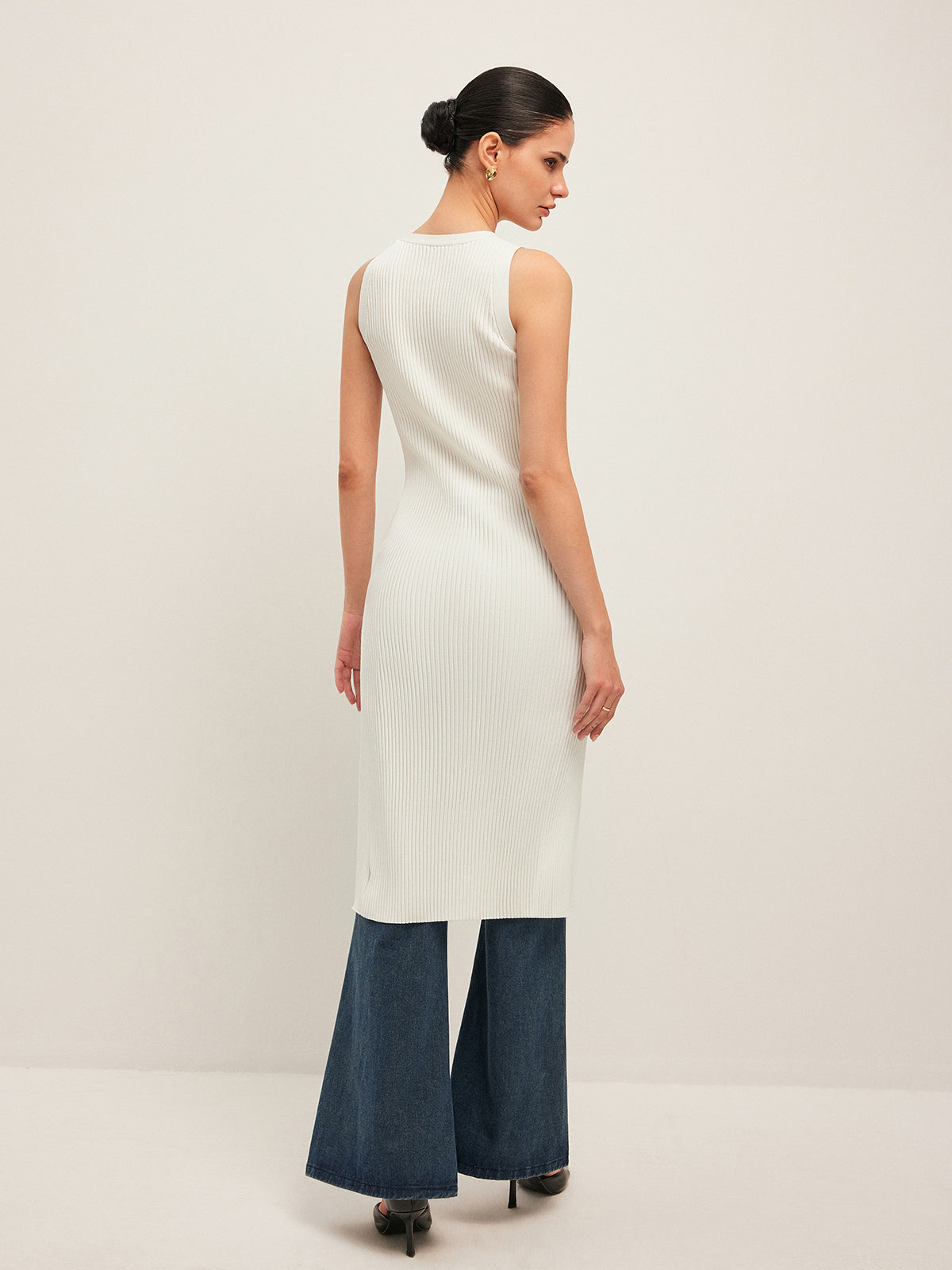 Düğme Detaylı Ribana Elbise