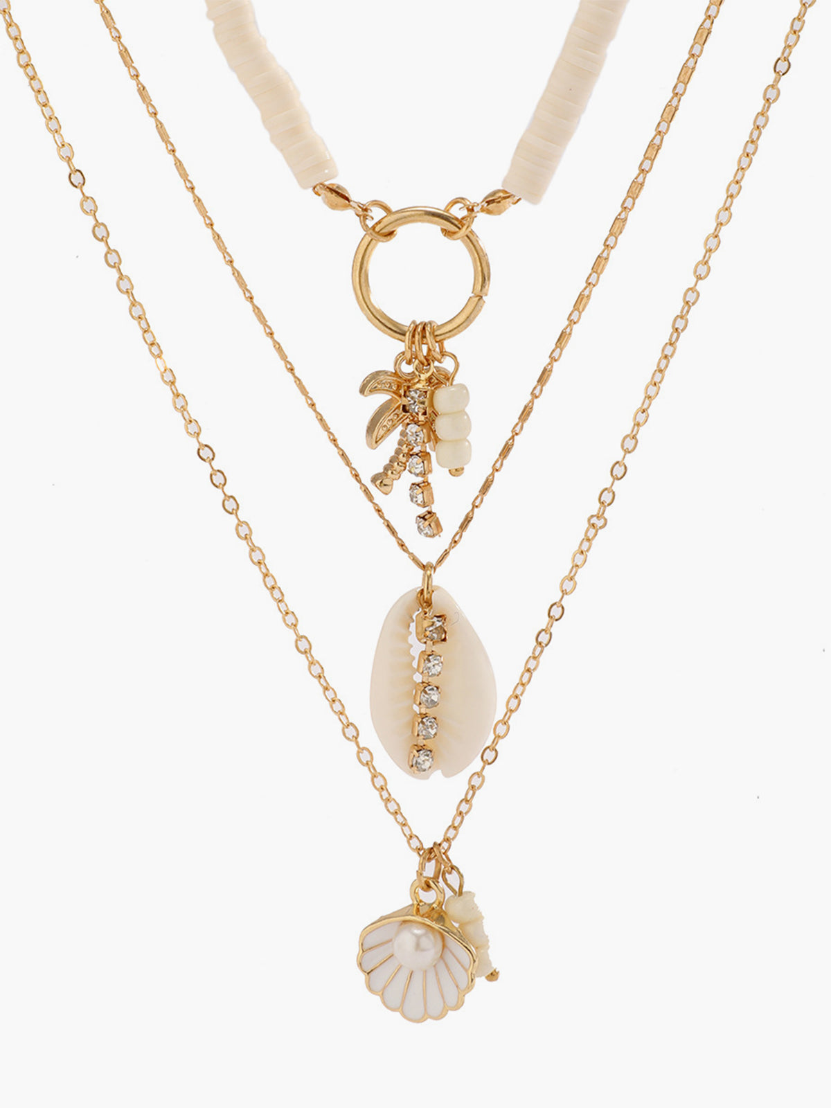 Üçlü Sıralı Deniz Kabuğu Kolye