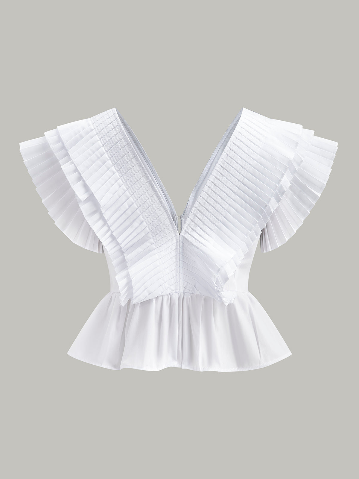 Pileli V Yaka Düğme Detaylı Üst