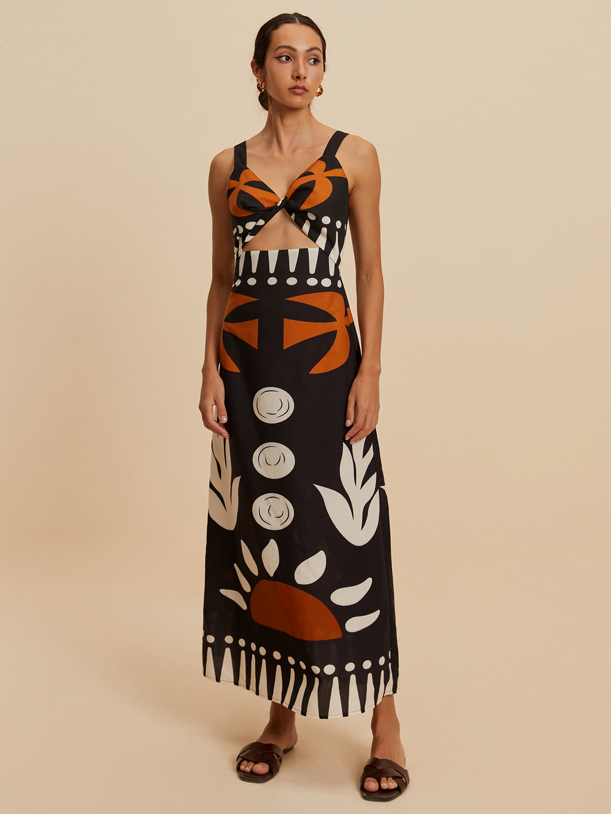 Fermuarlı Kolsuz Çiçekli Elbise