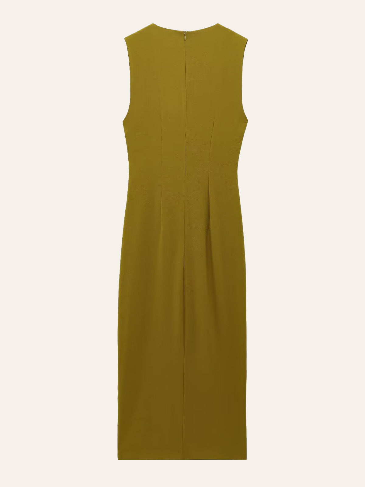 Metal Detaylı Büzgülü Bel Kolsuz Bölünmüş Elbise