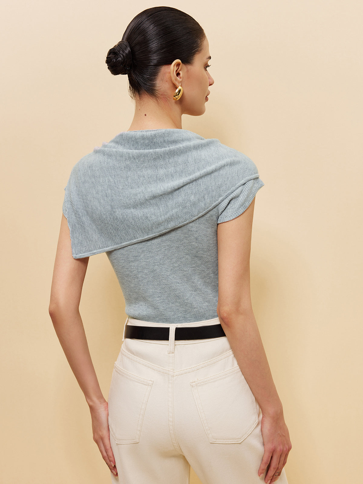 Yün Karışımlı, Şal Detaylı, Kaburga Örgü Üst