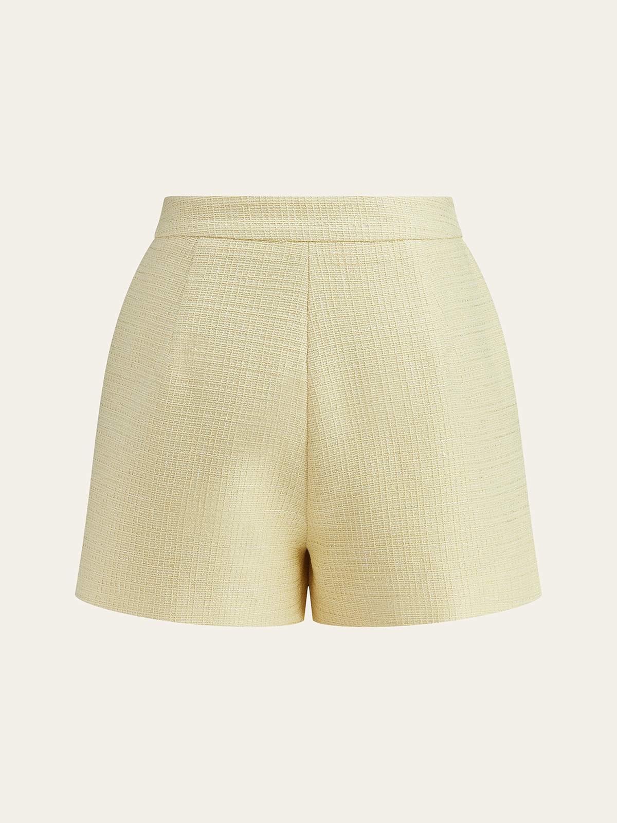 İnci Düğmeli Tweed Yelek ve Şort Takımı