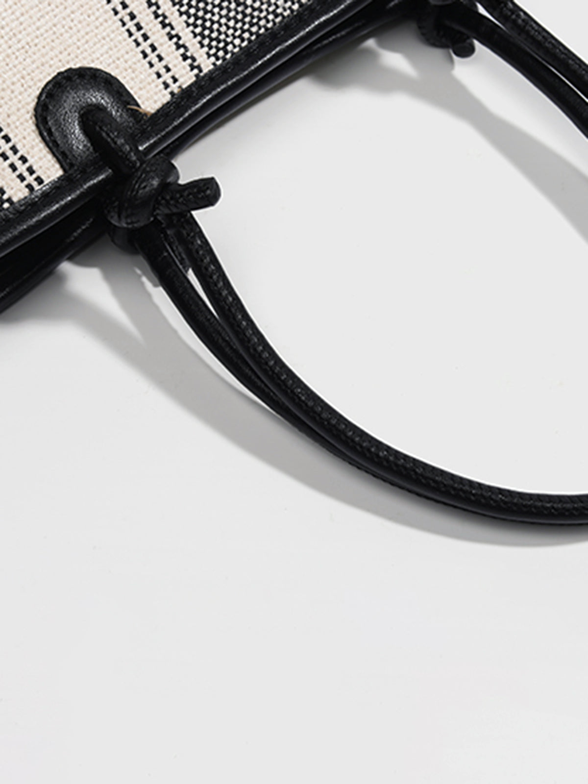 Çizgili Keten Tote Çanta