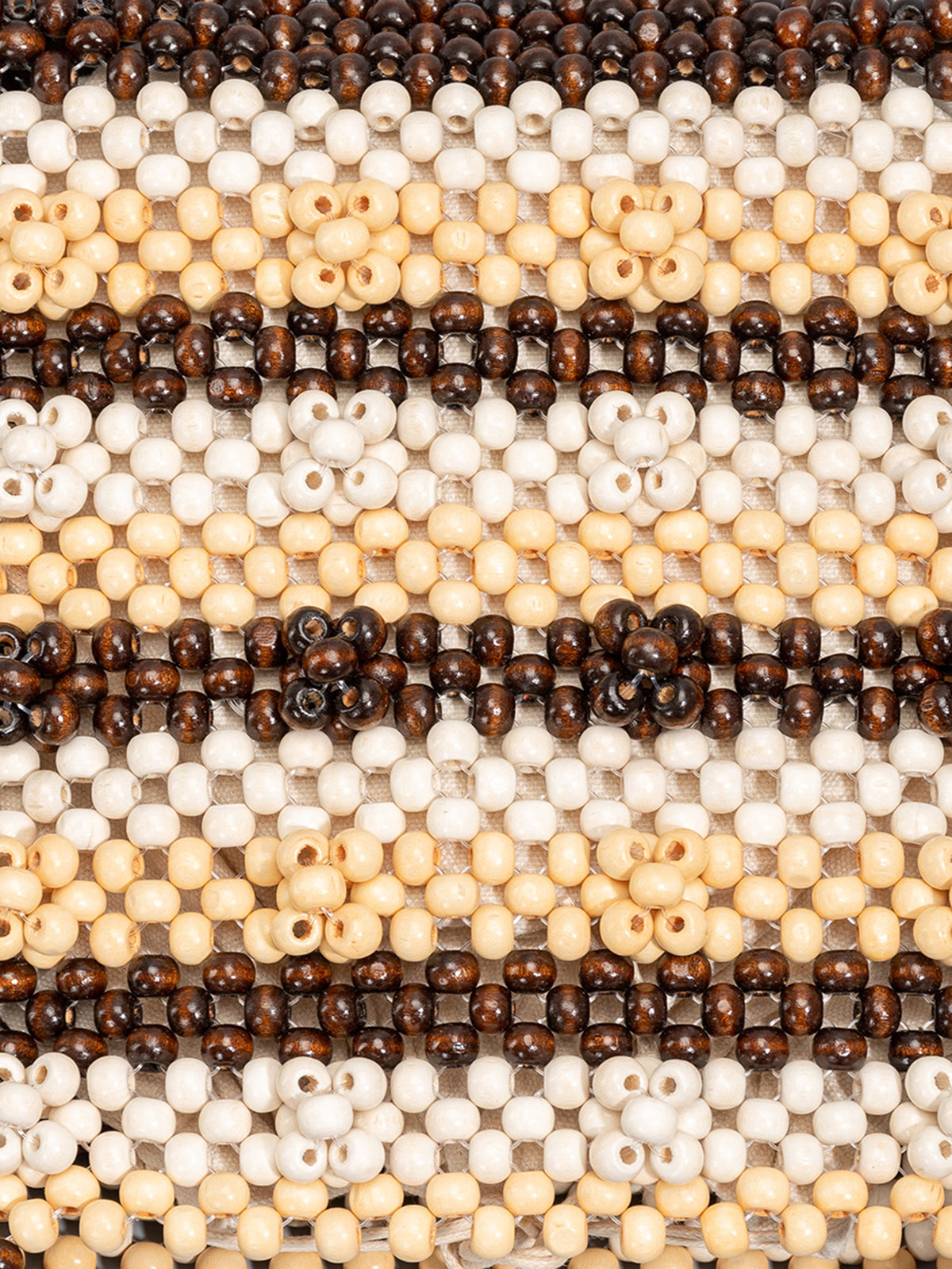 Çizgili Ahşap Boncuklu Tote Çanta