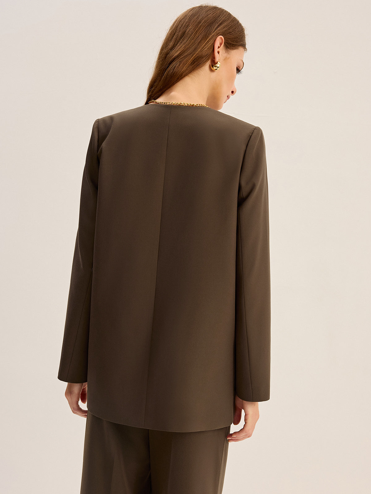 V Yaka Metal Düğmeli Blazer