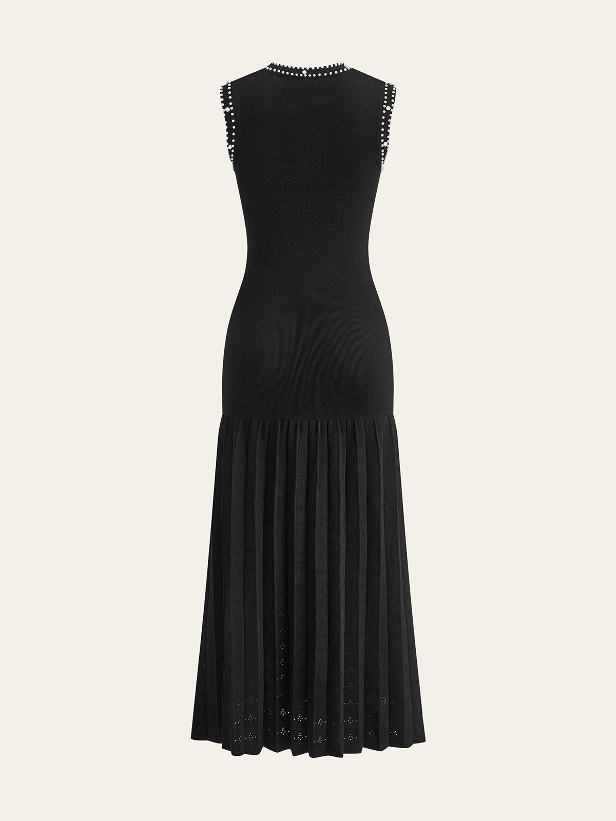 İnci İşlemeli Örgü Midi Elbise