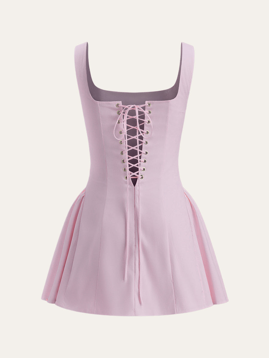 Puantiyeli Bağcıklı Sırt Elbisesi