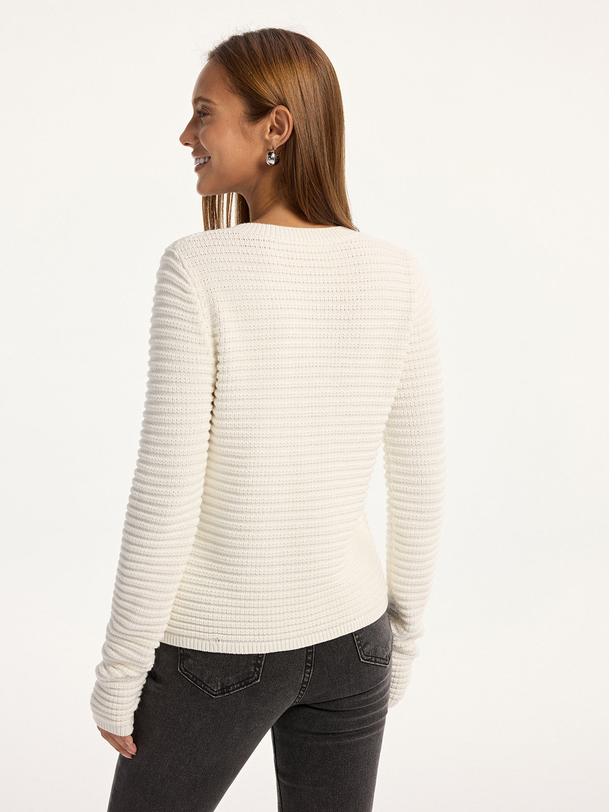 Yün Karışımlı Düğmeli Cepli Örgü Hırka