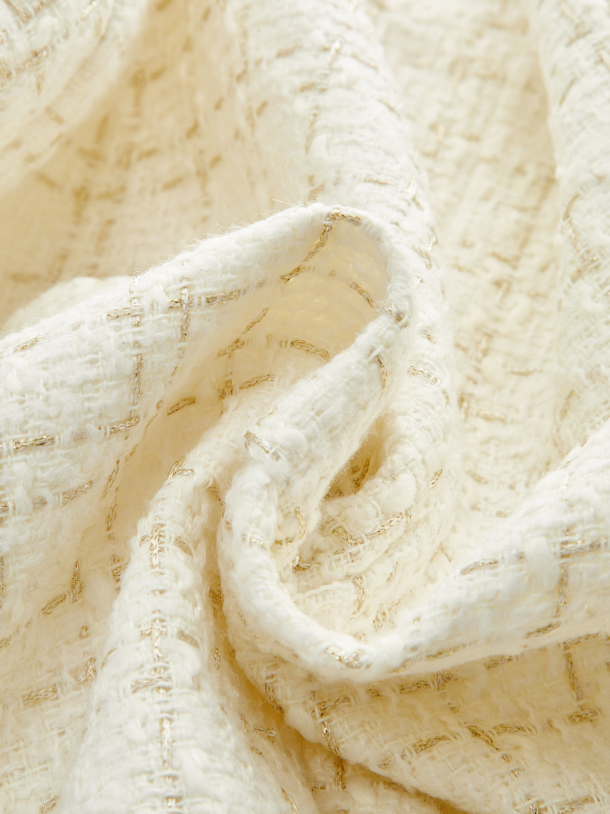 Metal Düğmeli Tweed Kemerli Blazer