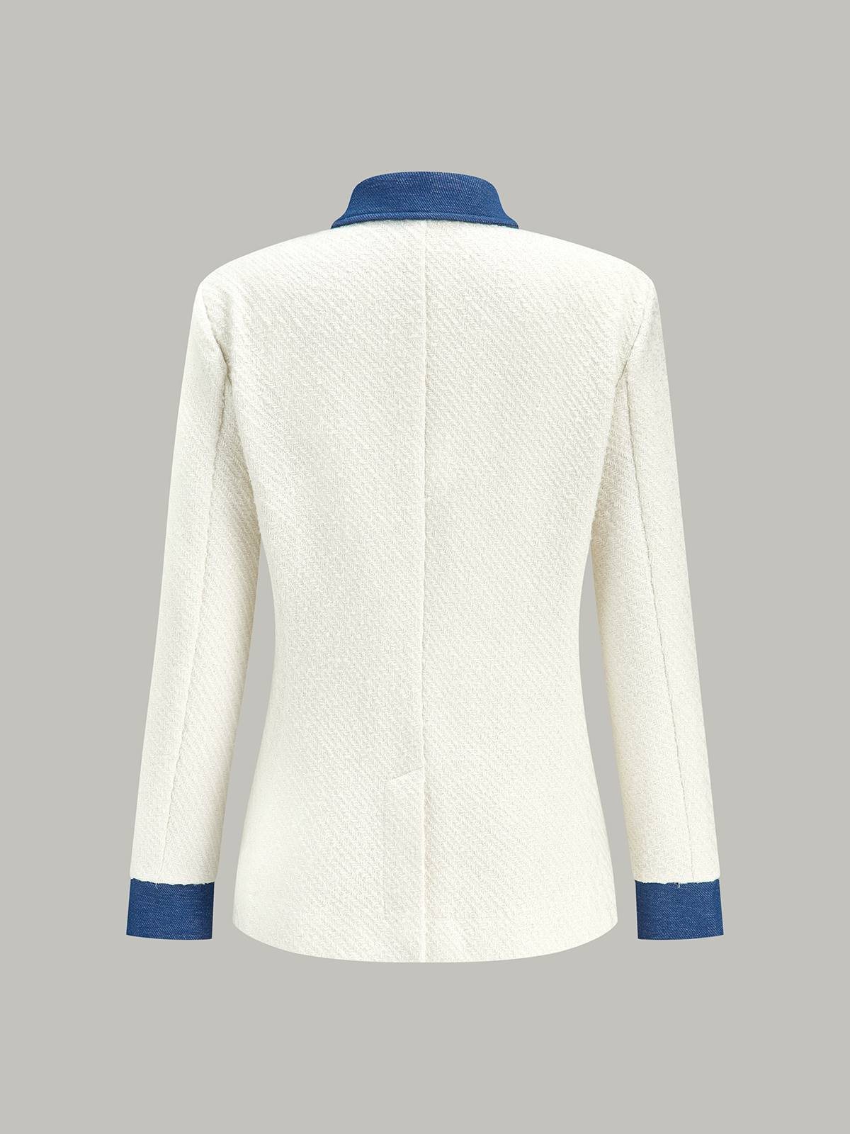 Metal Düğmeli Kontrast Kesimli Tweed Ceket