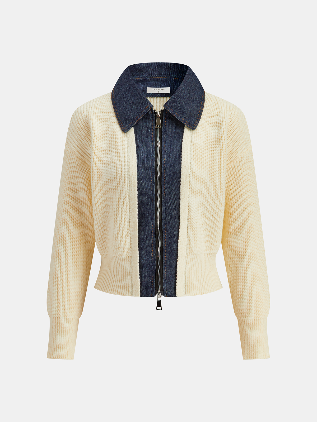 Kot Panel Fermuarlı Örme Hırka