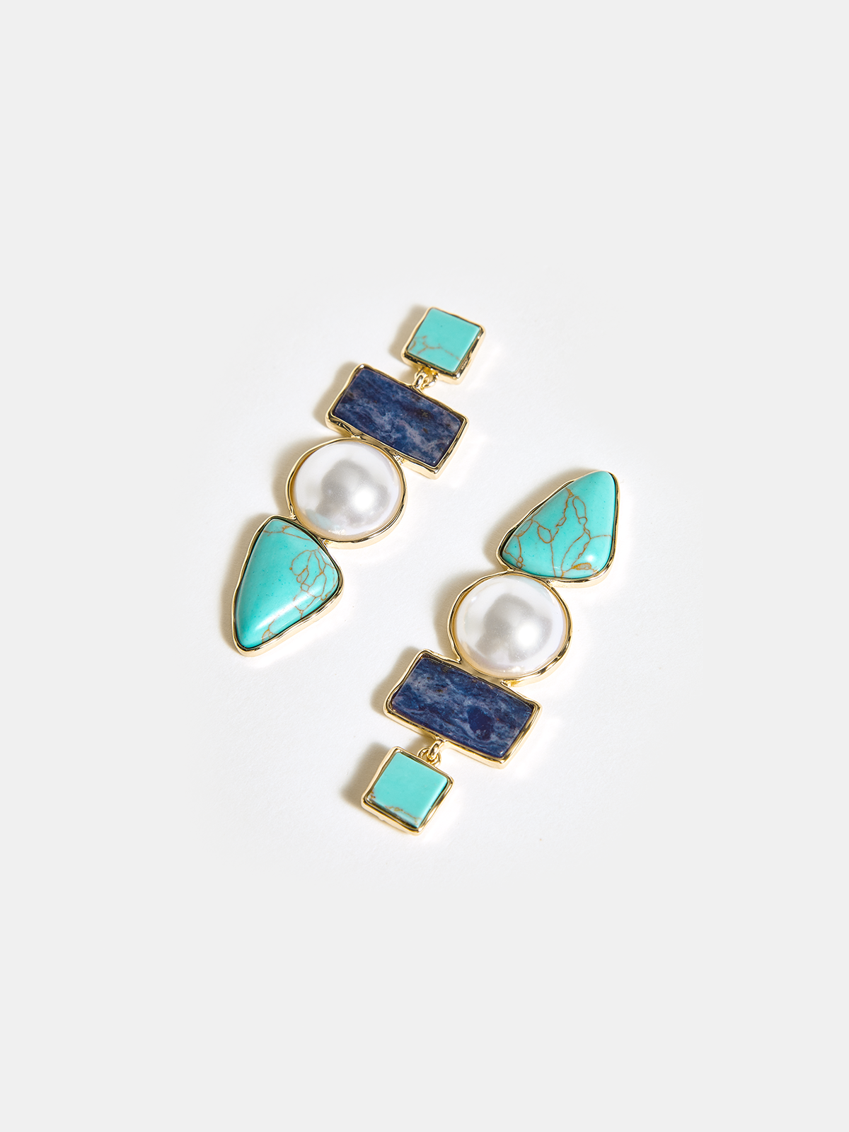 Katmanlı Geometrik İnci Küpeler