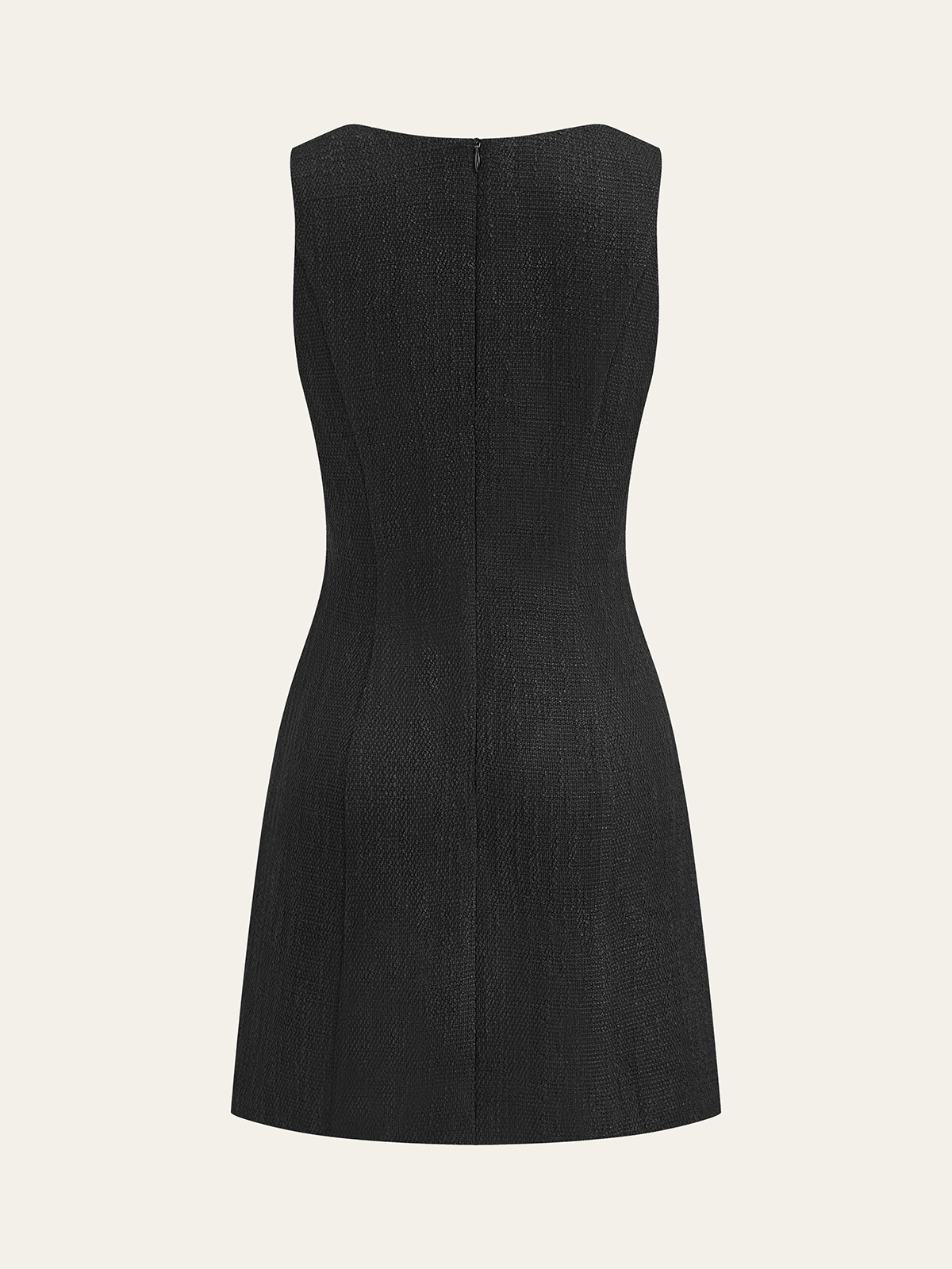 Tweed Kolsuz Düğmeli Mini Elbise