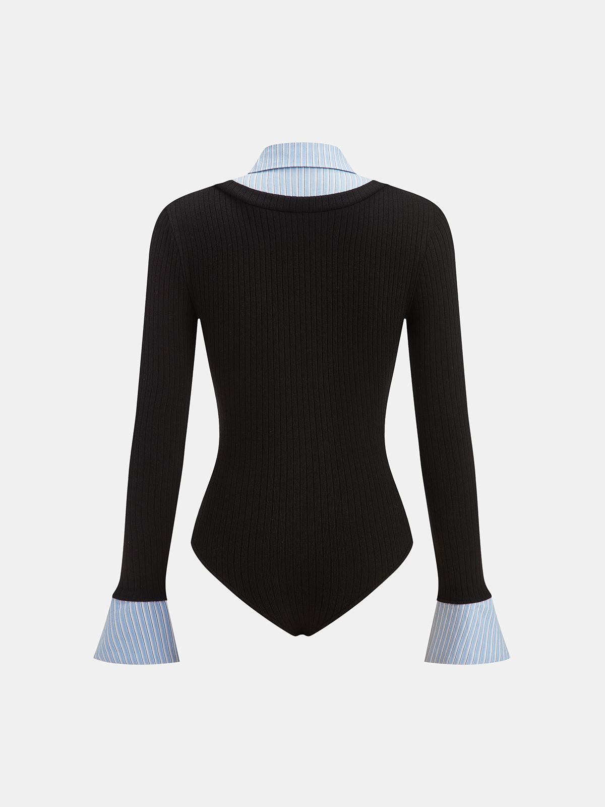 2'si 1 Arada Çizgili Gömlek Paneli Ribanalı Body