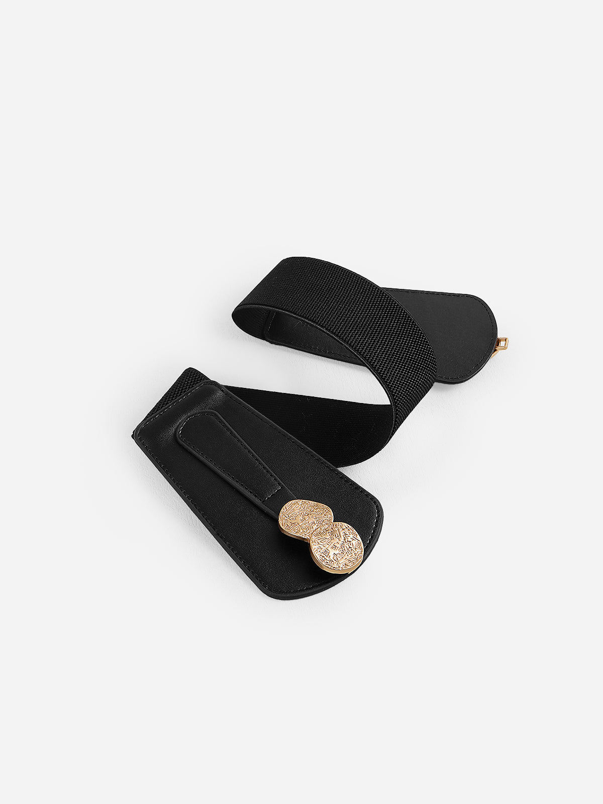 Altın Madalyon Vurgulu Elastik Geniş Bel Kemeri