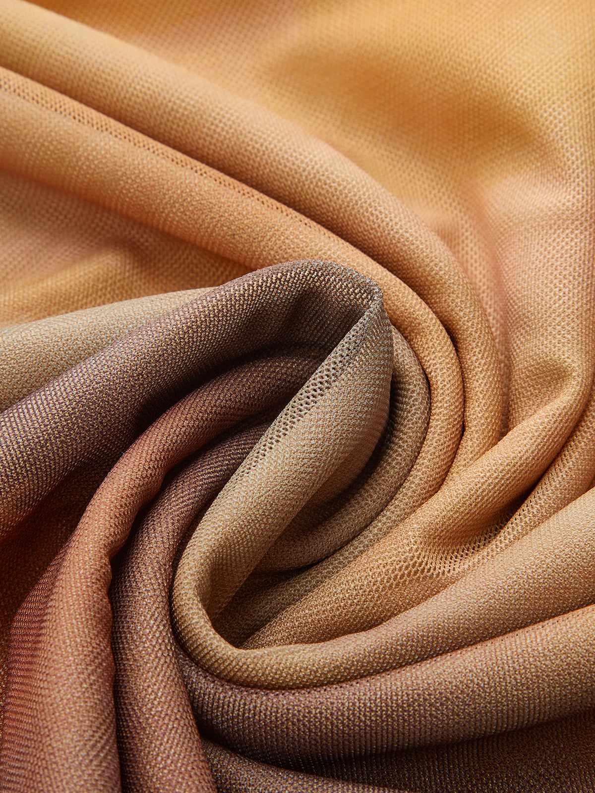 Tie-Dye Gün Batımı Baskılı File Midi Elbise