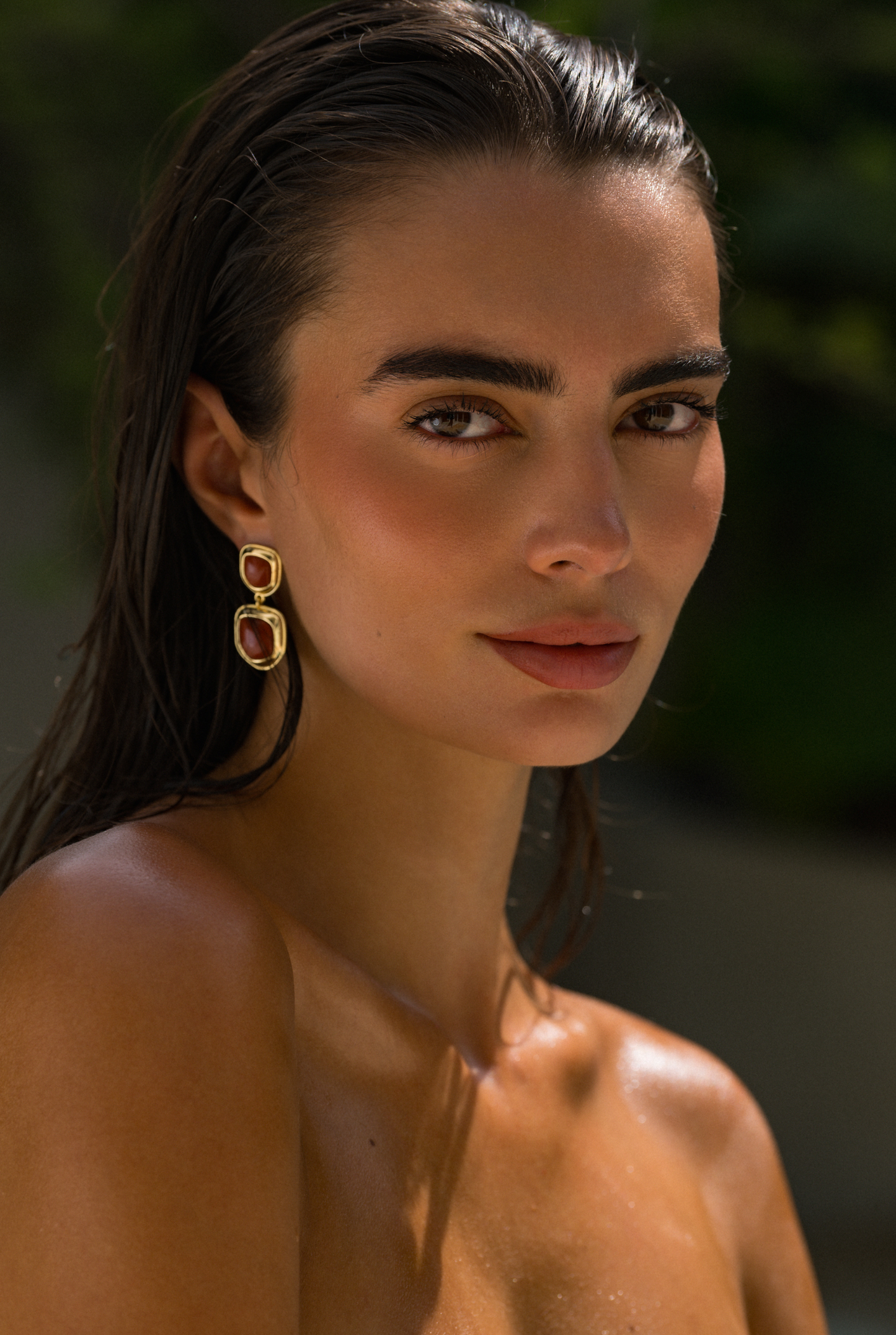 ATD x Daisy Kırmızı Jasper Organik Çift Sallantılı Küpe