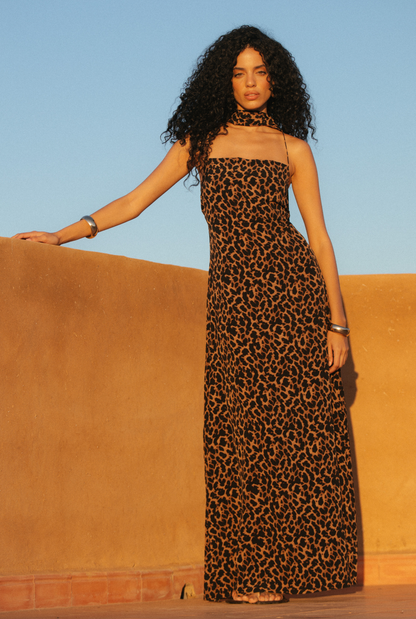 St Tropez Elbise - Leopar Desen