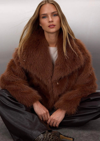 SORÉN Mocha Luxe Vegan Kürk Ceket