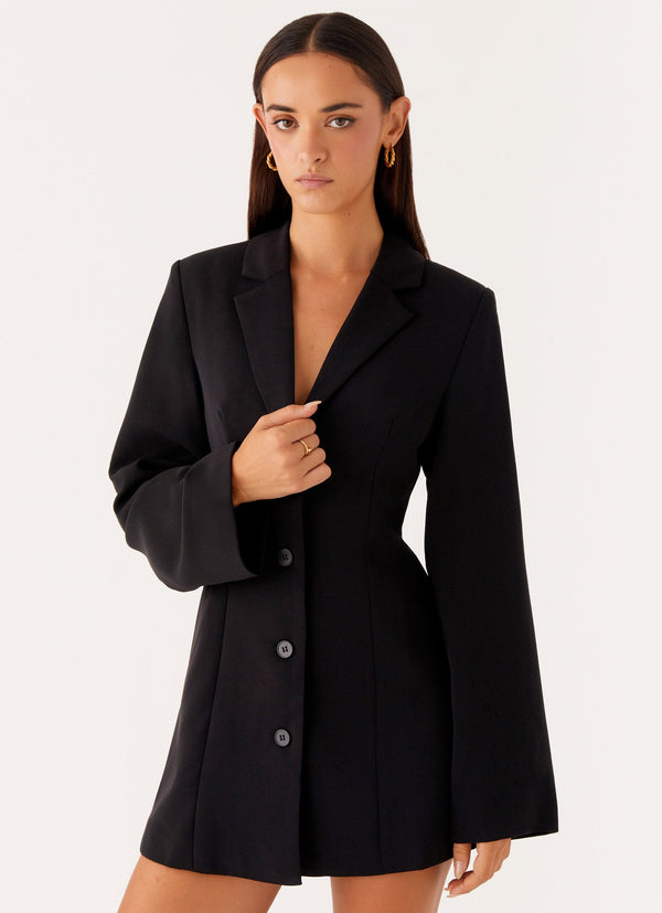 Albi Fitted Blazer Mini Elbise - Siyah