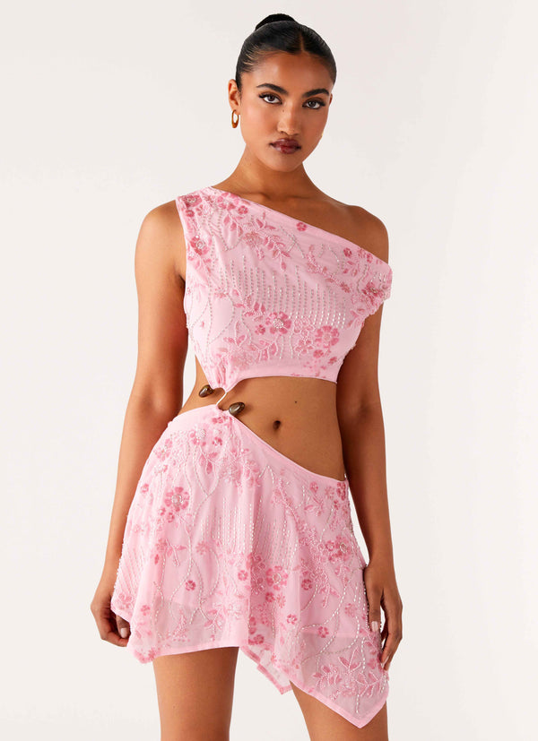 Aletta Payetli Mini Elbise - Pembe