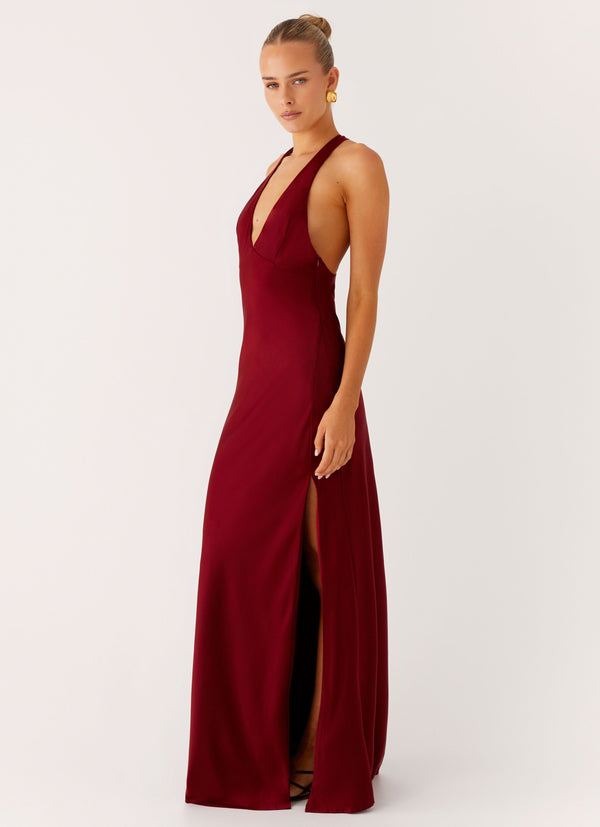 Angie Maxi Elbise - Bordo