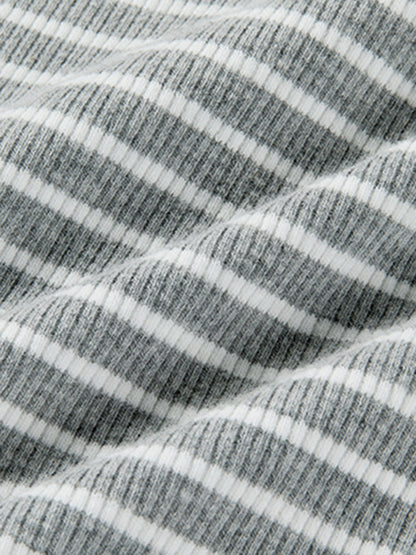 Açık Sırtlı Çizgili Uzun Kollu Bodysuit