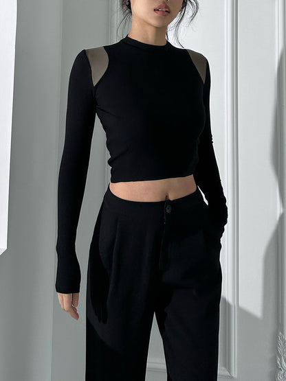 Omuz Kontrast Uzun Kollu Gömlek