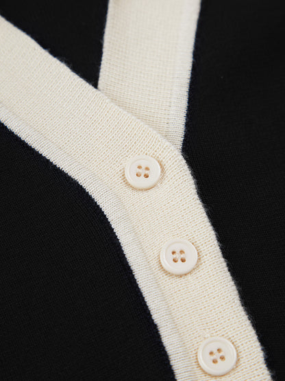 Kontrast Kesim Düğmeli Kaburga Gömlek