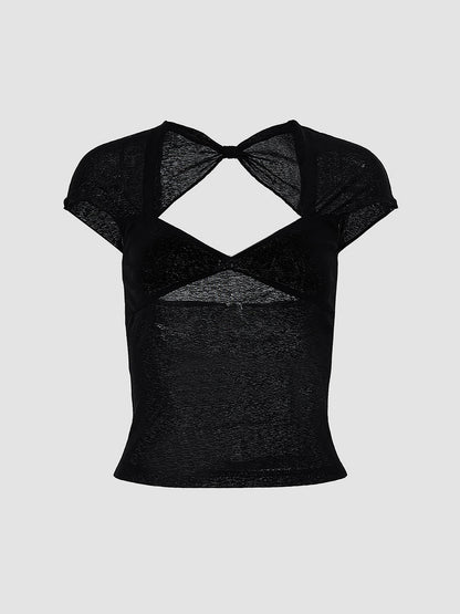 Yarı Şeffaf File Açık Sırtlı Tişört