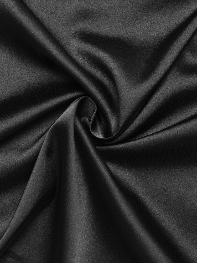 Saten Ham Etek Ucu Bağlamalı İki Parça Etek Takımı