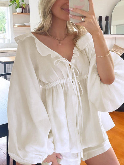 Pamuk ve Keten Kovboy Melodi İki Parça Şort Takımı