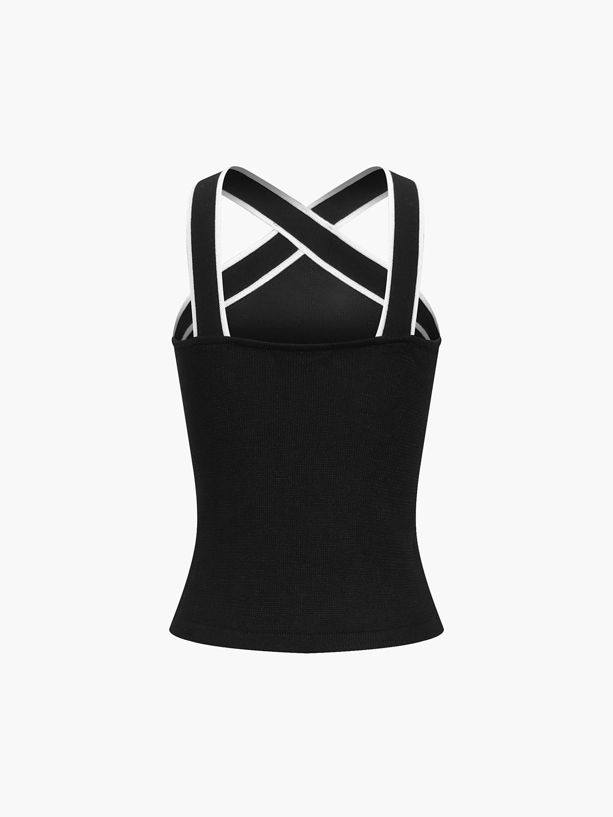 Kontrast Kesim Askılı Örgü Üst