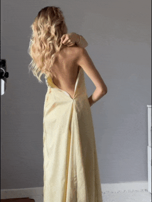 Büzgülü Bardak Detaylı Uzun Yaz Elbisesi