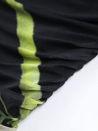 Gardenya Çiçekli File Pileli Tüp Midi Elbise