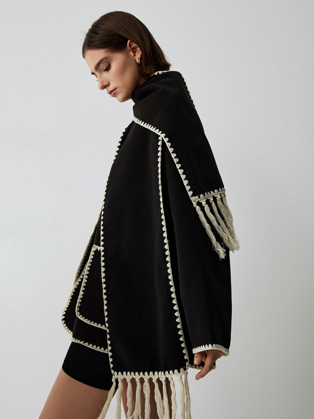 Kontrast Kesim Ceket ve Uyumlu Eşarp