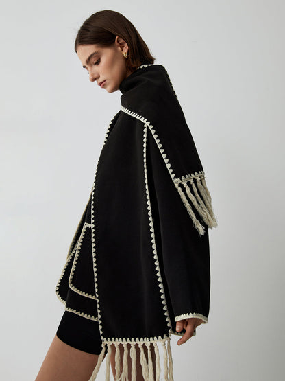 Kontrast Kesim Ceket ve Uyumlu Eşarp