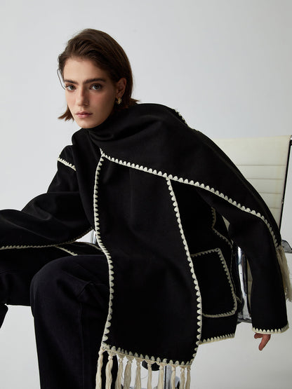 Kontrast Kesim Ceket ve Uyumlu Eşarp