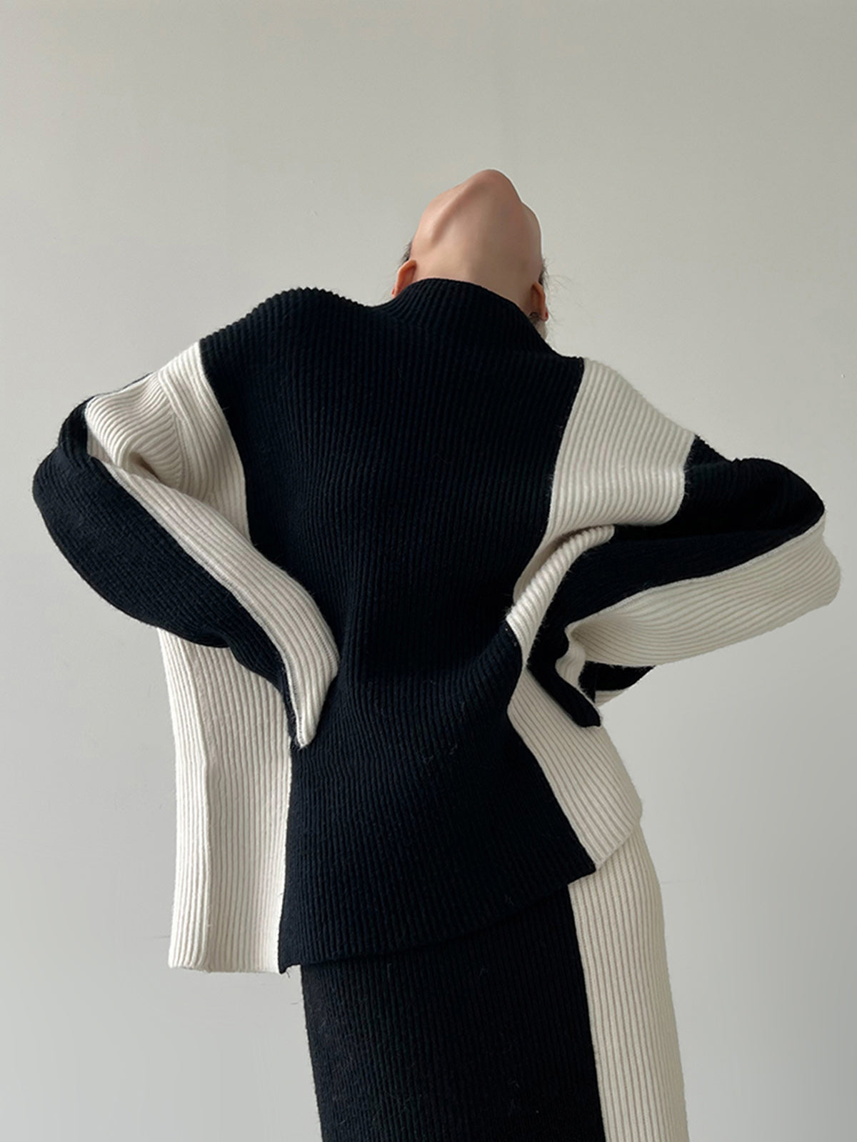 Miss Paris Çizgili İki Parçalı Örme Etek Takımı